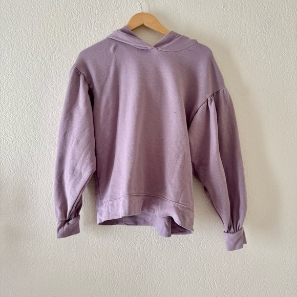 Madewell Pleat-Sleeve Shrunken Hoodie Sweatshirt Pressed Violet Small - Picture 6 of 8